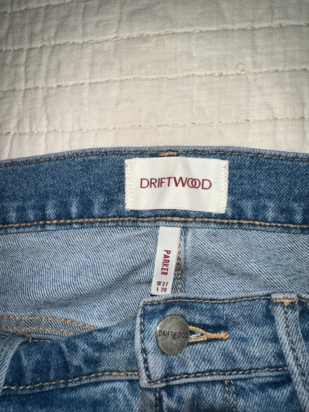 Driftwood Parker X Love Motif modified barrel denim jeans - Size 27W, 28L - Picture 2 of 5